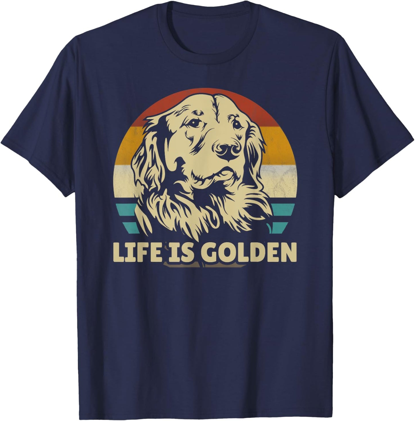 Golden Retriever Hund Life is golden retro vintage T-Shirt - T-Shirt | Navy