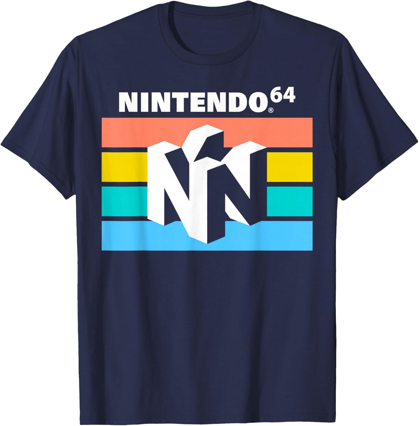 Nintendo Classic 64 Striped Logo T-Shirt - T-Shirt | Navy