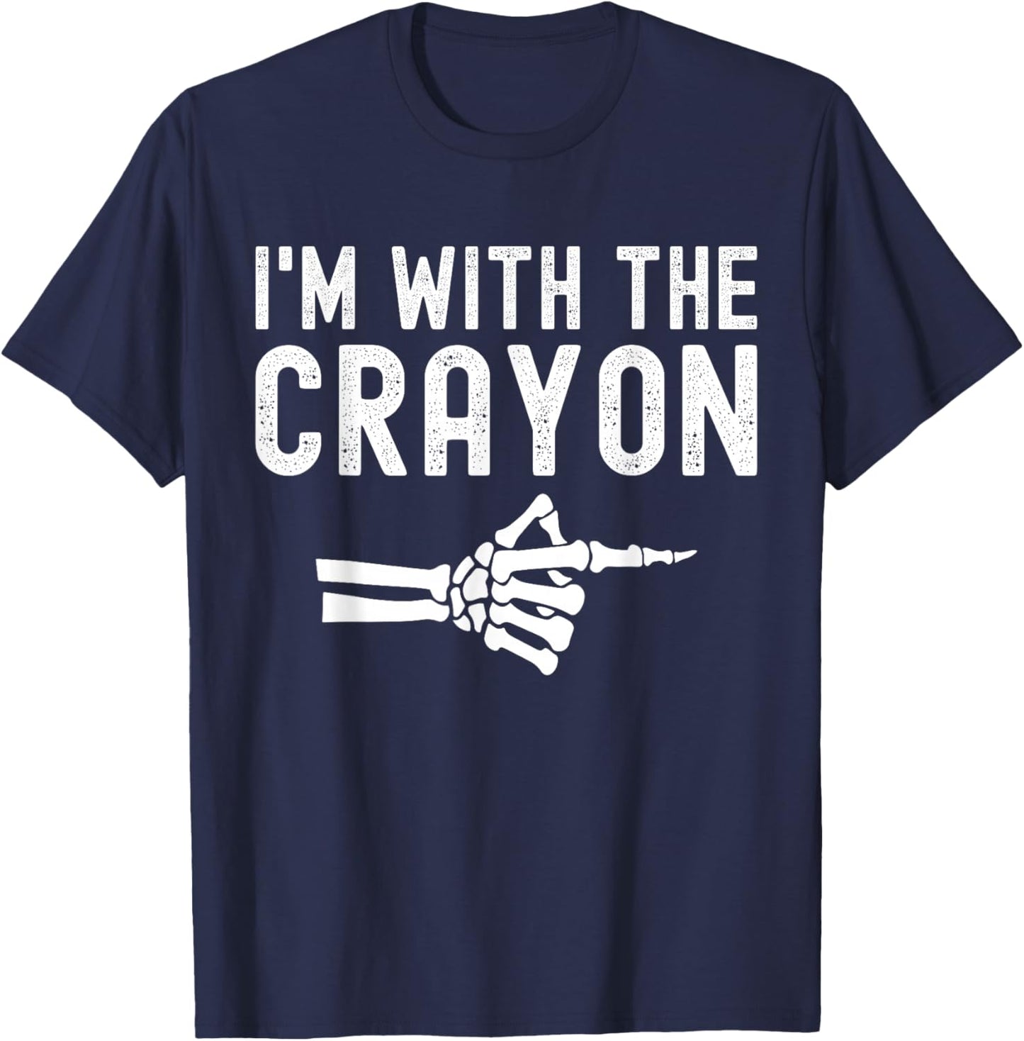 I'm With The Crayon Funny Skeleton Halloween Couples T-Shirt - T-Shirt | Navy