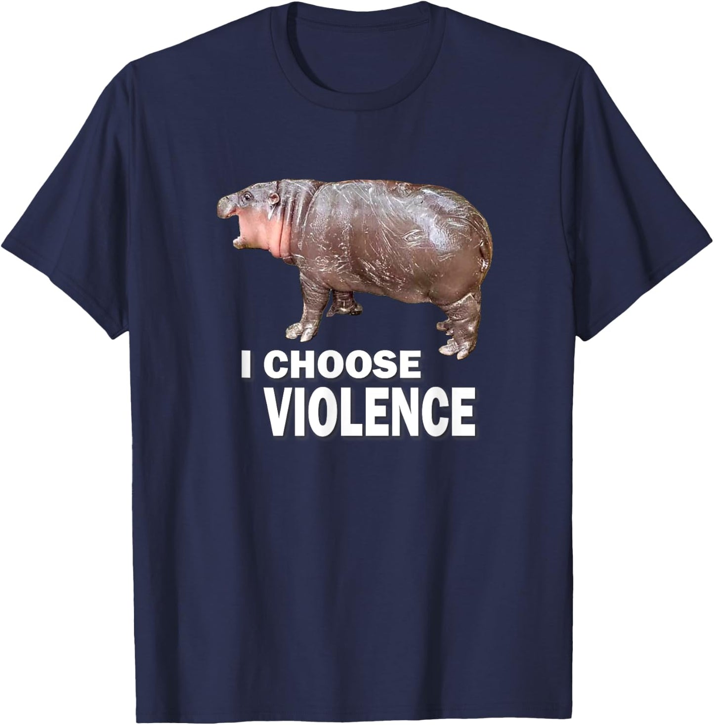 Choose Violence Meme Moo Deng Ungovernable T-Shirt - T-Shirt | Navy