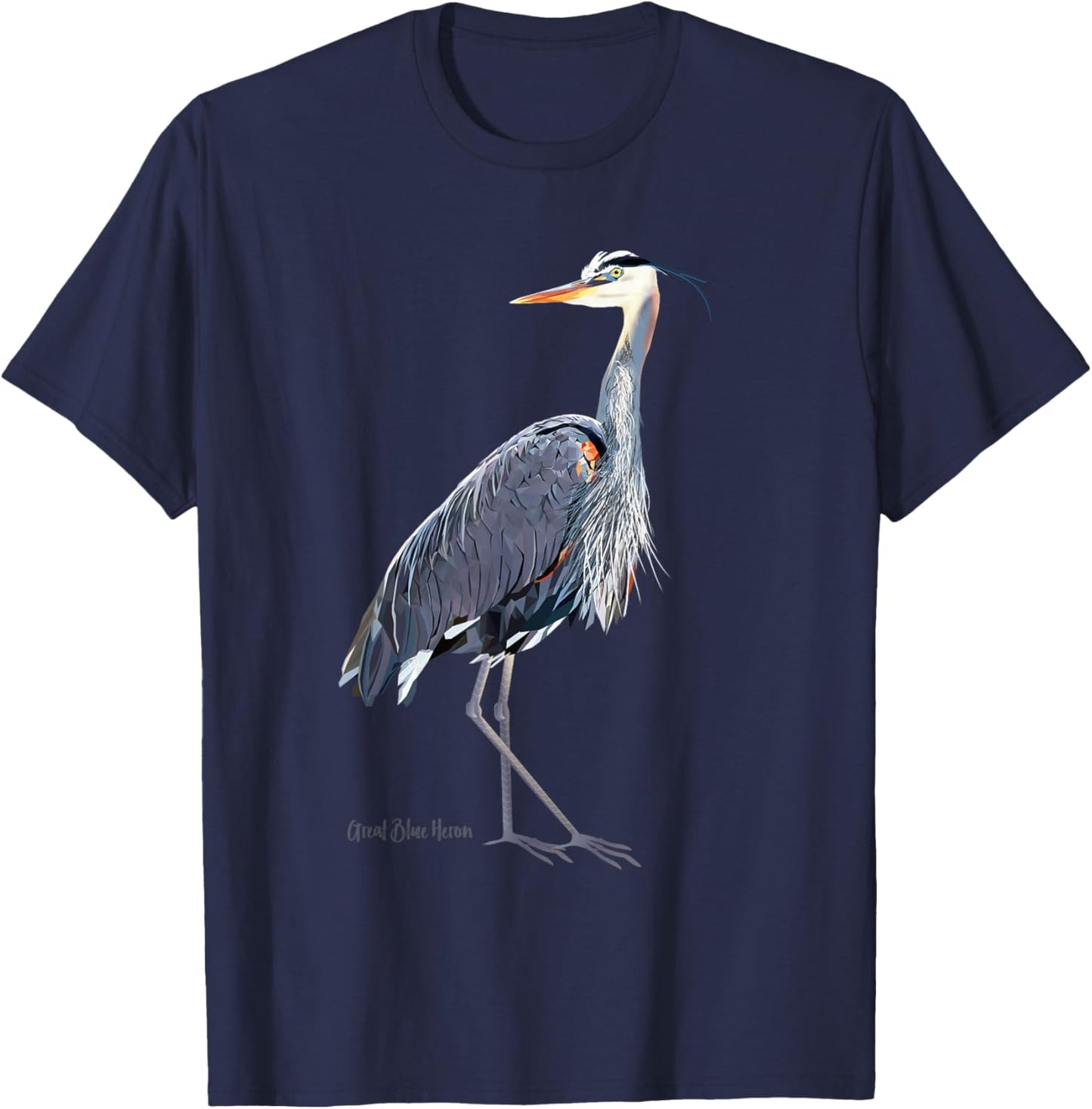 Heron Art Birder Shirt Wildlife Bird Watching T-Shirt - T-Shirt | Navy