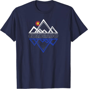 Colorado Mountains Flag Forest Design T-Shirt - T-Shirt | Navy