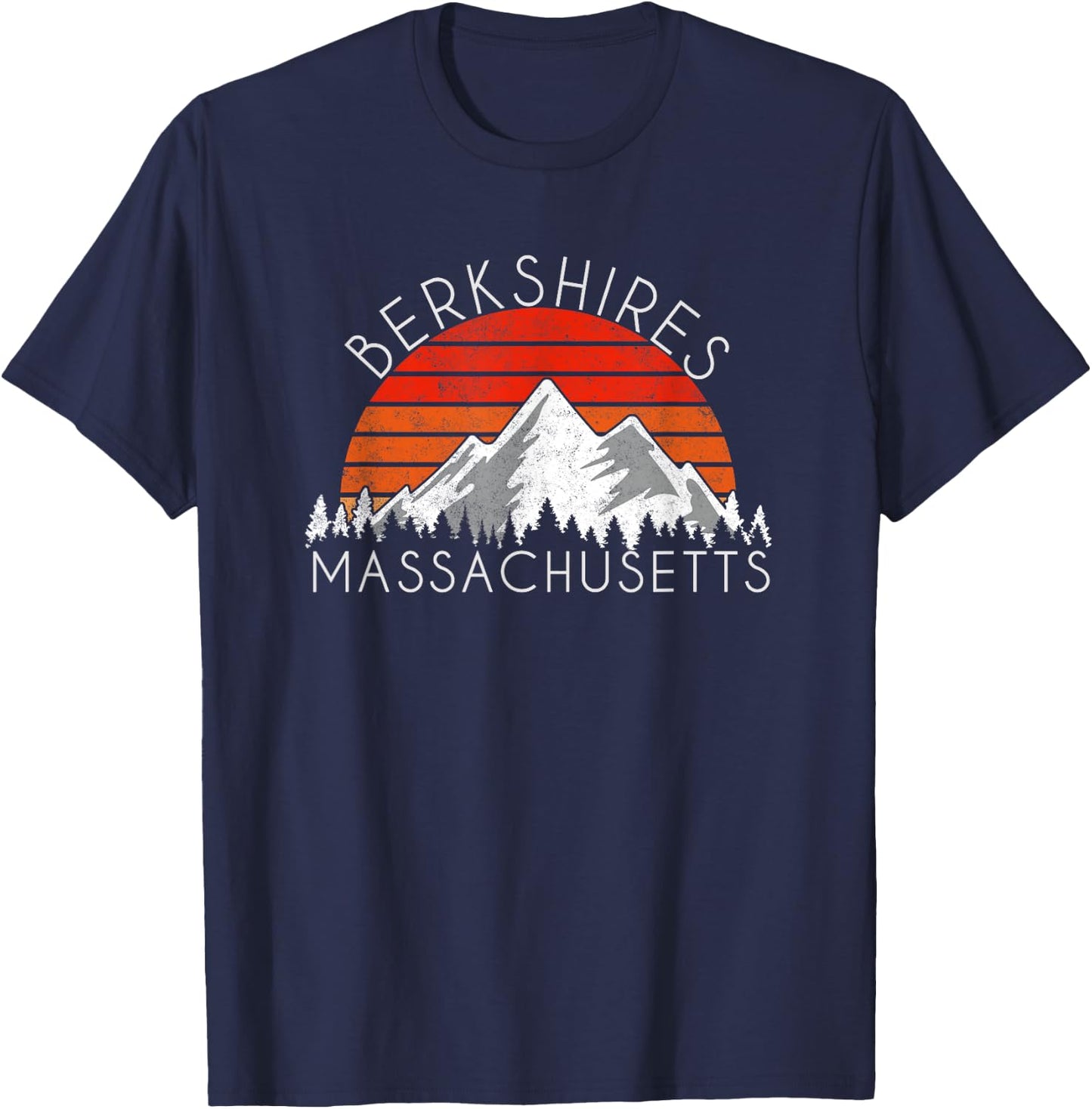 Retro Vintage Berkshires, Massachusetts Distressed T-Shirt - T-Shirt | Navy