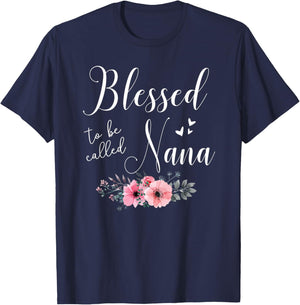 Blessed To Be Nana Women Grandma Mother's Day Christmas T-Shirt - T-Shirt | Navy