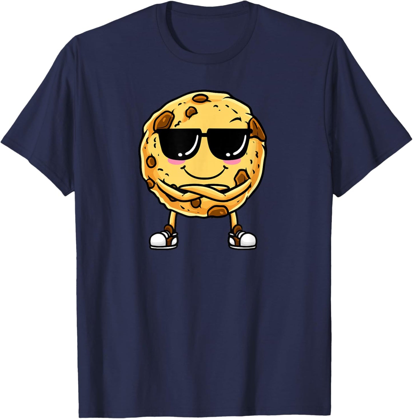 Chocolate Chip Cookie With Sunglasses Design T-Shirt - T-Shirt | Navy