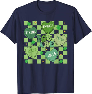 You Are Loved Worthy Enough, Shamrock Teacher Patrick's Day T-Shirt - T-Shirt | Navy