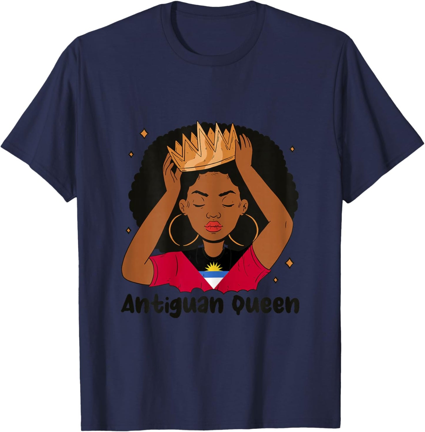 Antigua Barbuda Heritage Gift Women's Grey X-Small Classic Fit Graphic Solid Modern T-Shirt - T-Shirt | Navy
