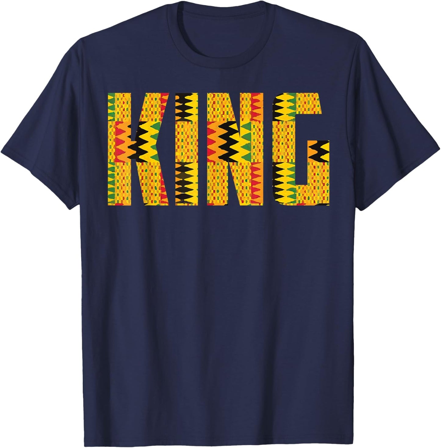 Funny African King Gift Boys Cool Kente Cloth Lover T-Shirt - T-Shirt | Navy