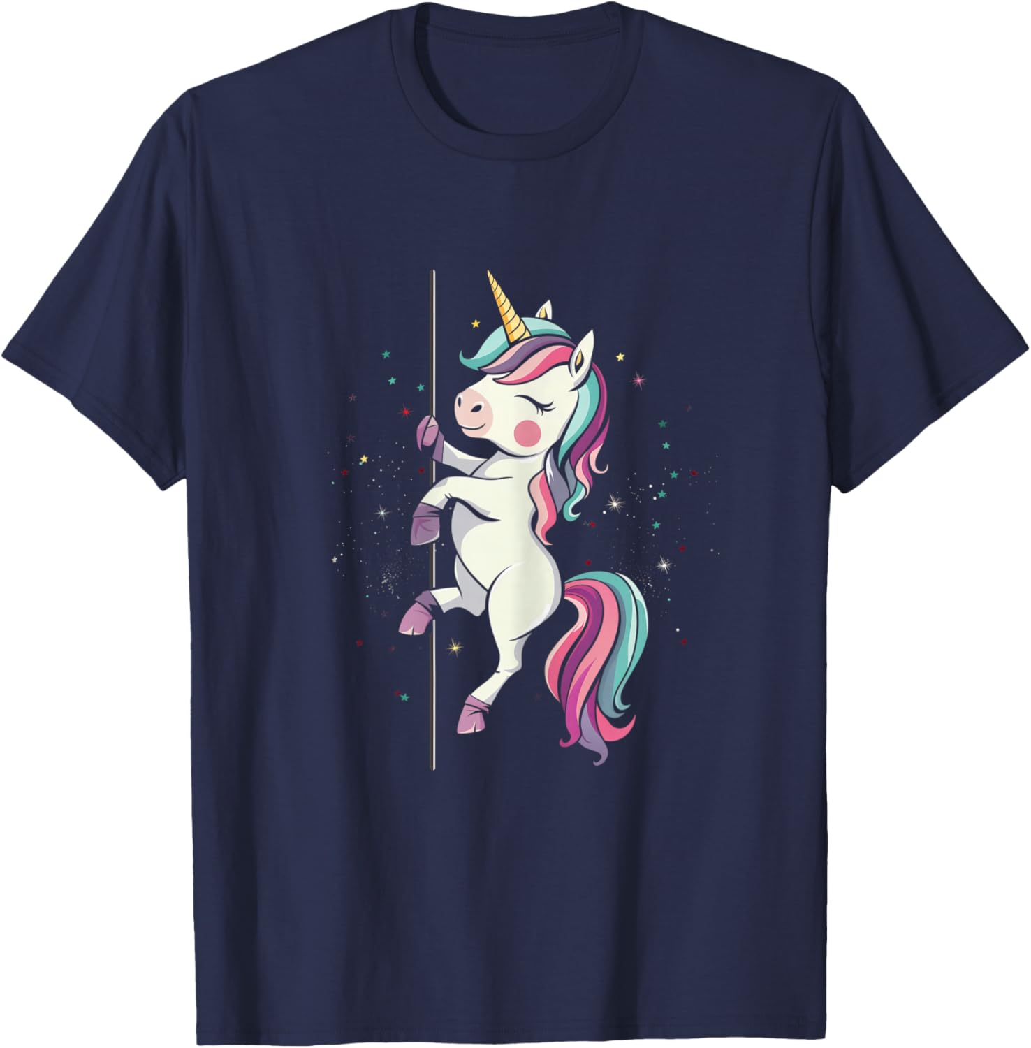 Pole Dance Dancing Unicorn Exotic Dancer Funny Cute T-Shirt - T-Shirt | Navy
