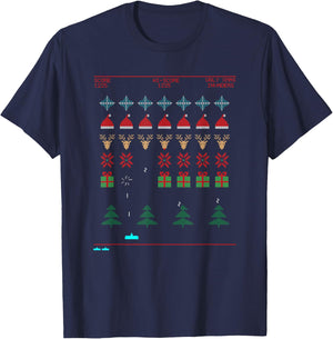 Ugly Christmas Invaders from Space T-Shirt - T-Shirt | Navy