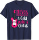 Never Underestimate A Girl With A Guitar T-Shirt - T-Shirt | Navy