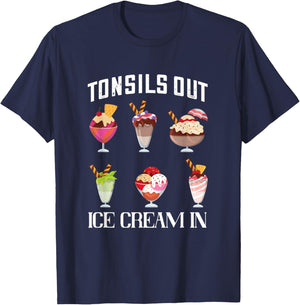 Tonsillectomy Tonsil Surgery Recovery Tonsils Out Ice Cream T-Shirt - T-Shirt | Navy