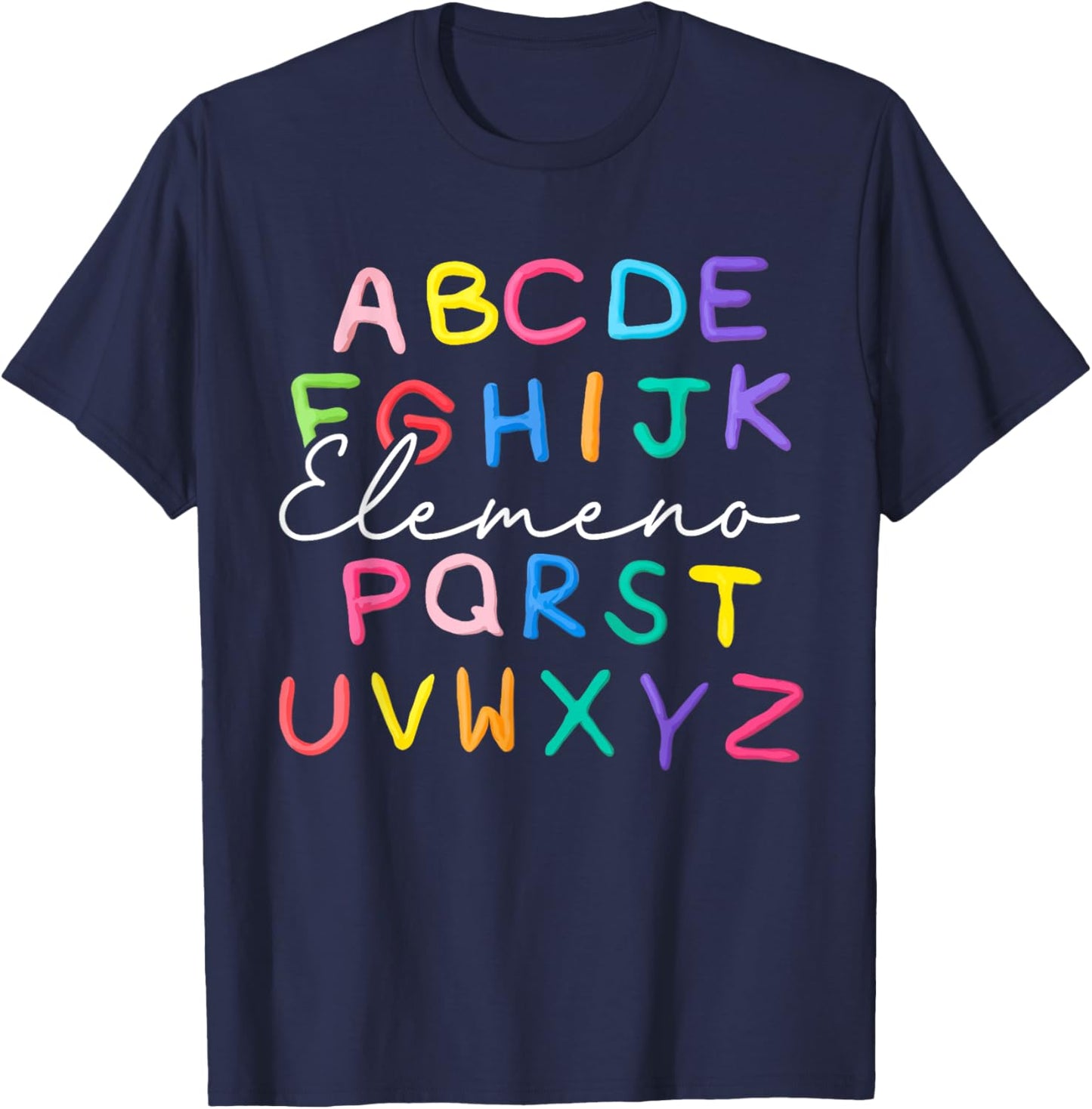 ABC Elemeno Kindergarten Teacher Boy Girl Kid Back To School T-Shirt - T-Shirt | Navy