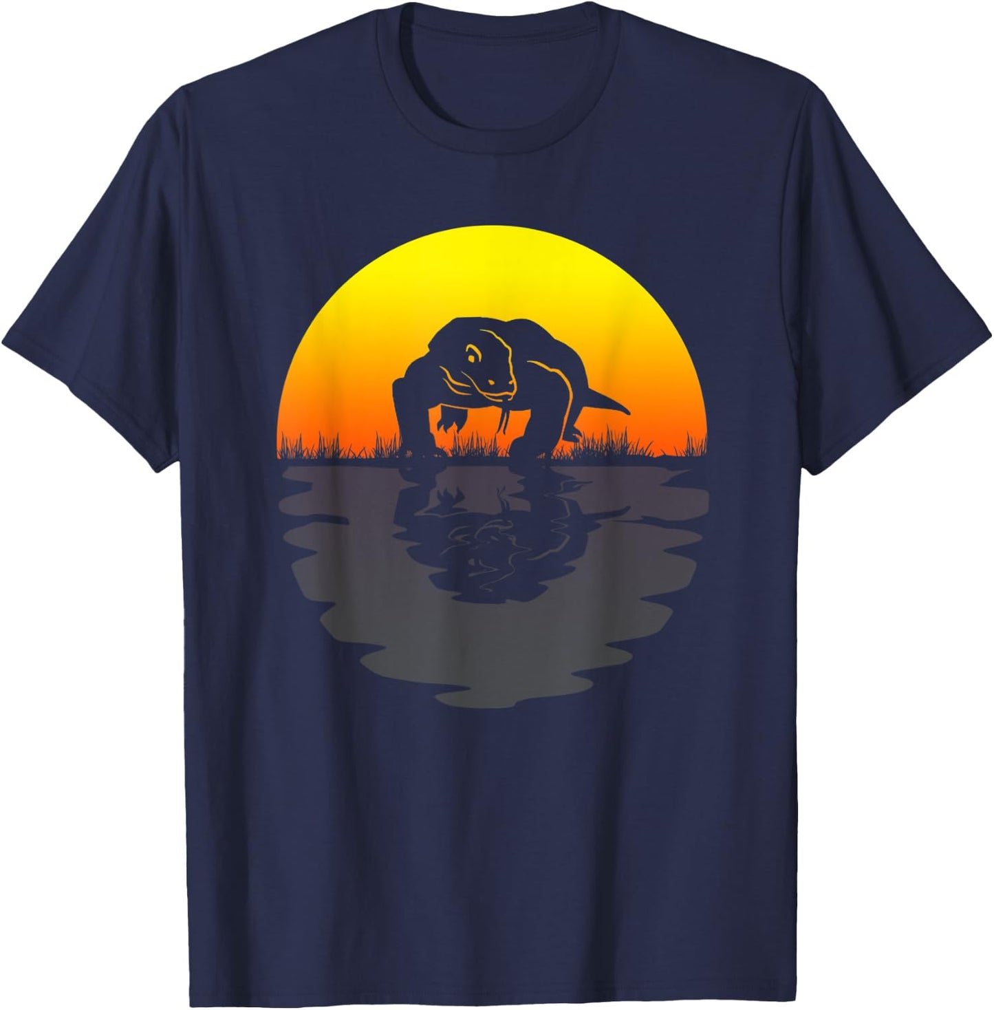 Komodo dragon shirt retro sunset 70s vintage Komodo dragon T-Shirt - T-Shirt | Navy