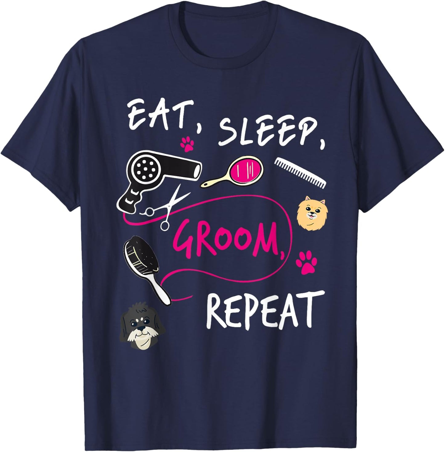 Dog Groomer Gift Funny Dog Grooming Shirt Dog Salon Women Girls Kids T-Shirt - T-Shirt | Navy