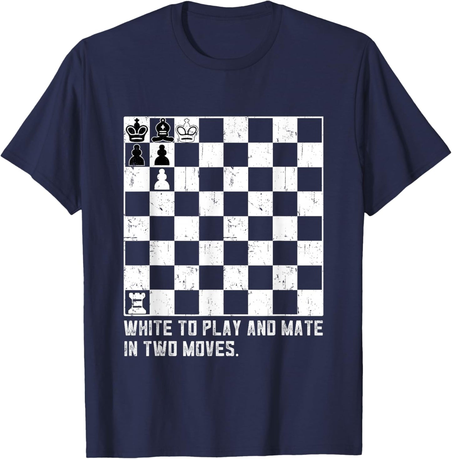 White chess puzzle to play and mate in two movements T-Shirt - T-Shirt | Navy