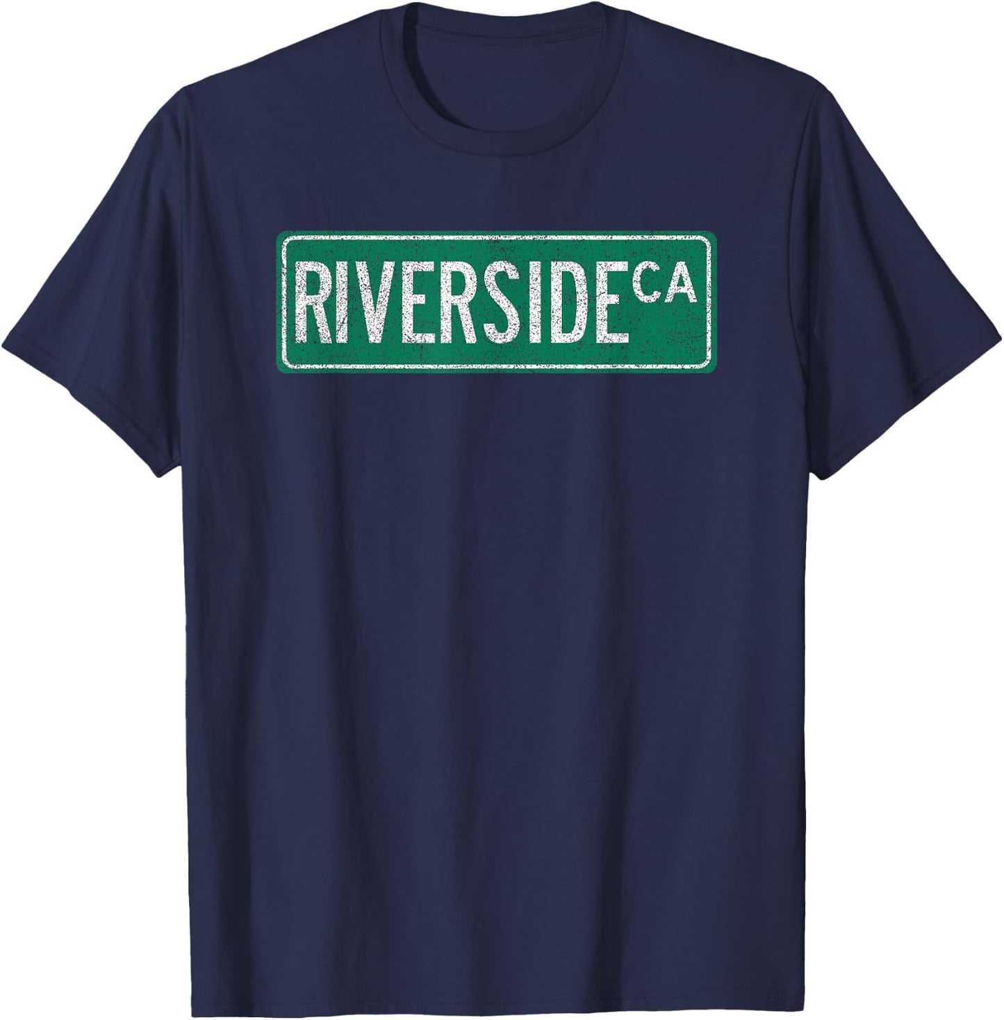 Retro Style Riverside CA Street Sign T-Shirt - T-Shirt | Navy