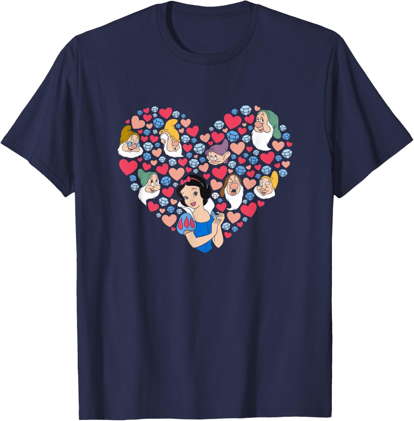 Disney Snow White and The Seven Dwarfs Heart Valentine's Day T-Shirt - T-Shirt | Navy