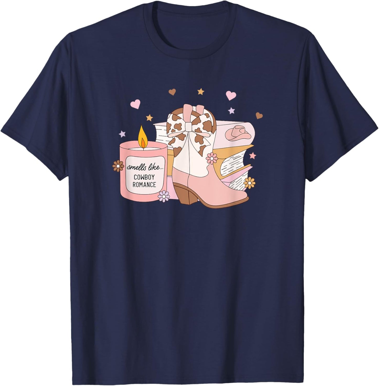Smells Like Cowboy Romance, Funny Book Lover T-Shirt - T-Shirt | Navy