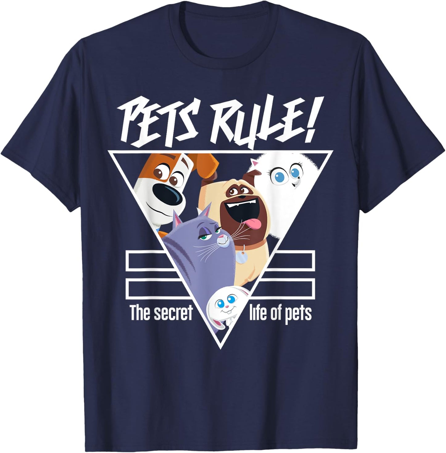 Illumination - The Secret Life of Pets Pet , Kids/ , -Adults, Boys, Short Sleeve, Black, Small, Classic Fit, Cotton Blend T-Shirt - T-Shirt | Navy