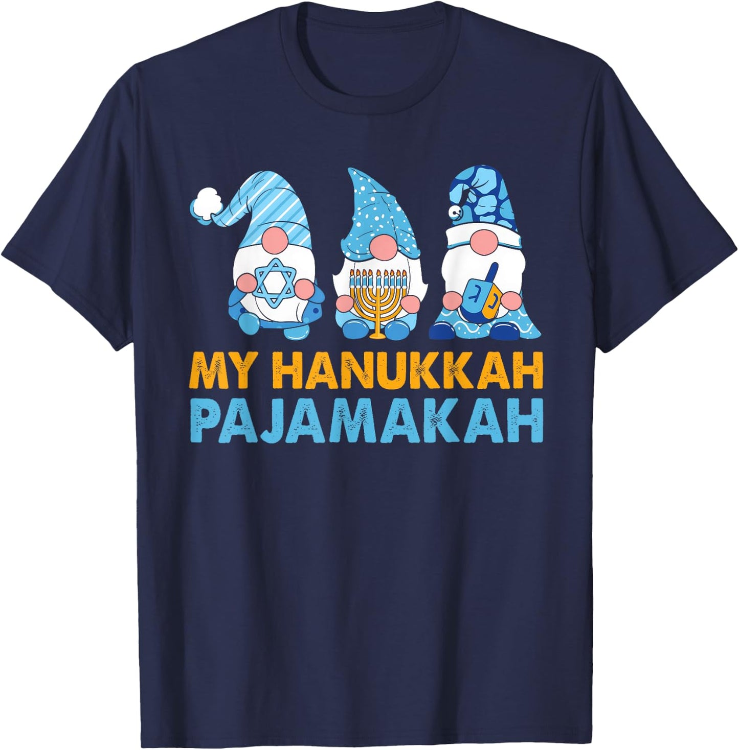My Hanukkah Pajamakah Funny Chanukah Pajamas Xmas Women Kids T-Shirt - T-Shirt | Navy