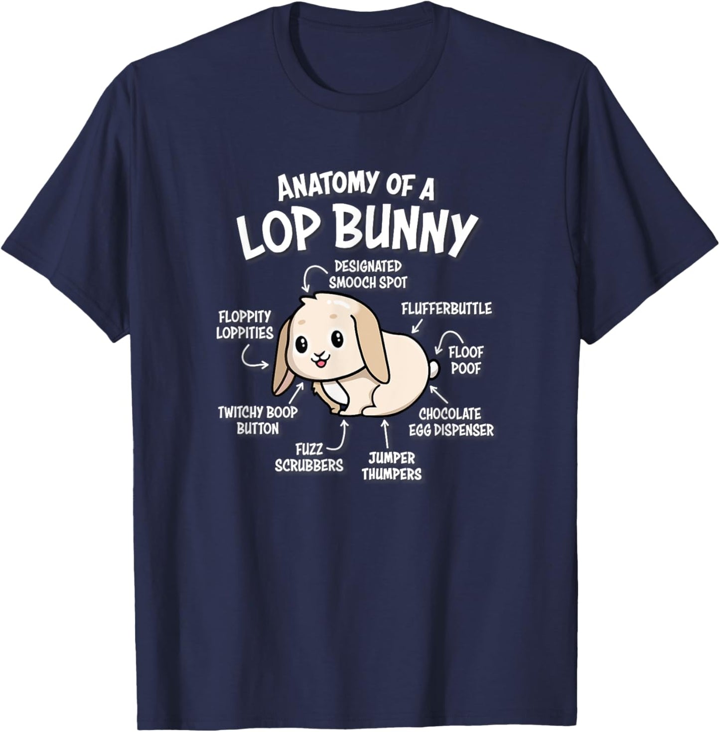 Anatomy of Mini Holland Lop Bunny Rabbit Lover T-Shirt - T-Shirt | Navy