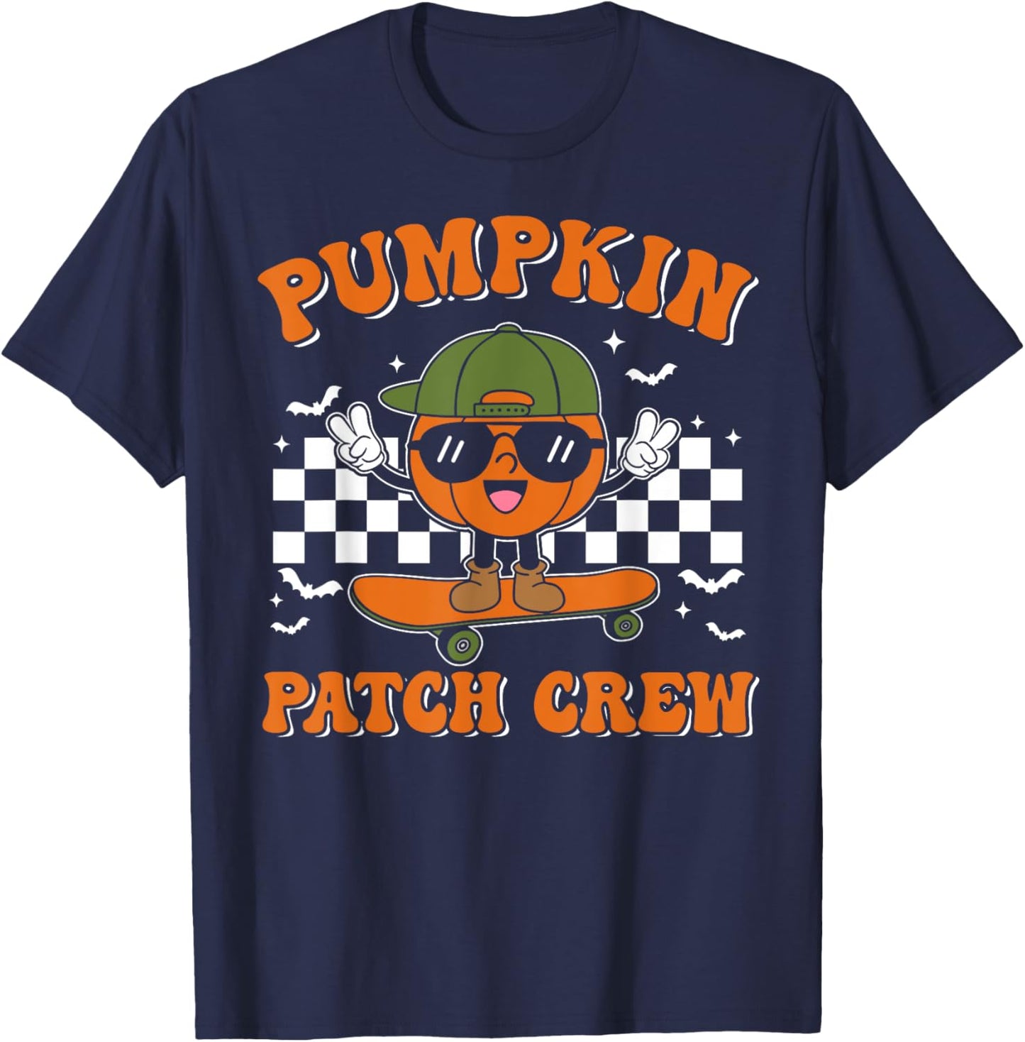 Groovy Pumpkin Patch Crew Pumpkin Patch Crew Fall Halloween T-Shirt - T-Shirt | Navy