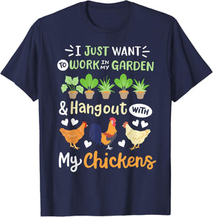 Funny Chicken Women Gardening Chicken Lovers Garden T-Shirt - T-Shirt | Navy
