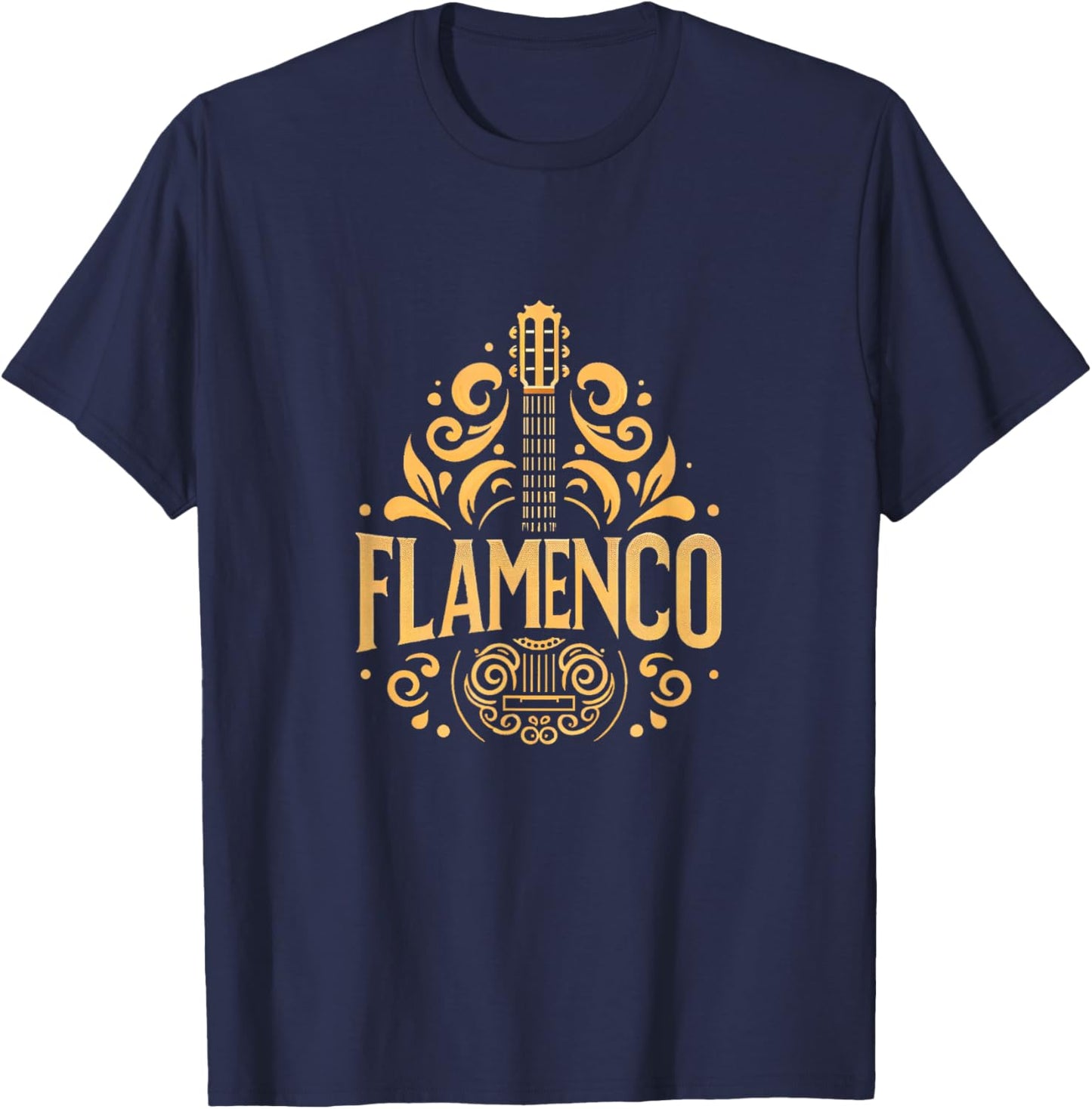 Flamenco Spanish Guitar - Flamenco Guitar Art T-Shirt - T-Shirt | Navy