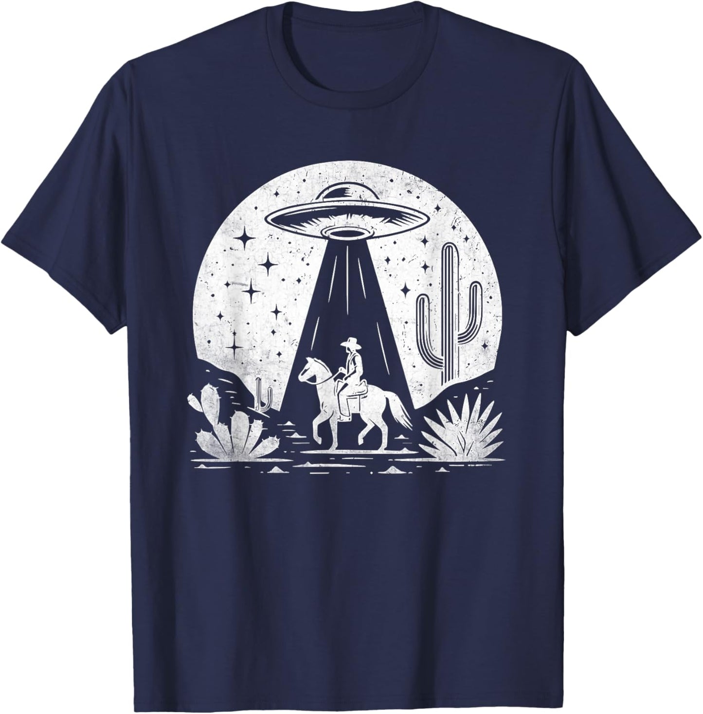 UFO Western Retro Vintage Cowboy Western Rodeo Howdy Alien T-Shirt - T-Shirt | Navy
