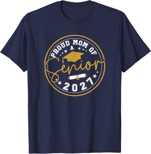 Proud Mom Of A 2027 Senior Mom Graduate 2027 Class Of 2027 T-Shirt - T-Shirt | Navy