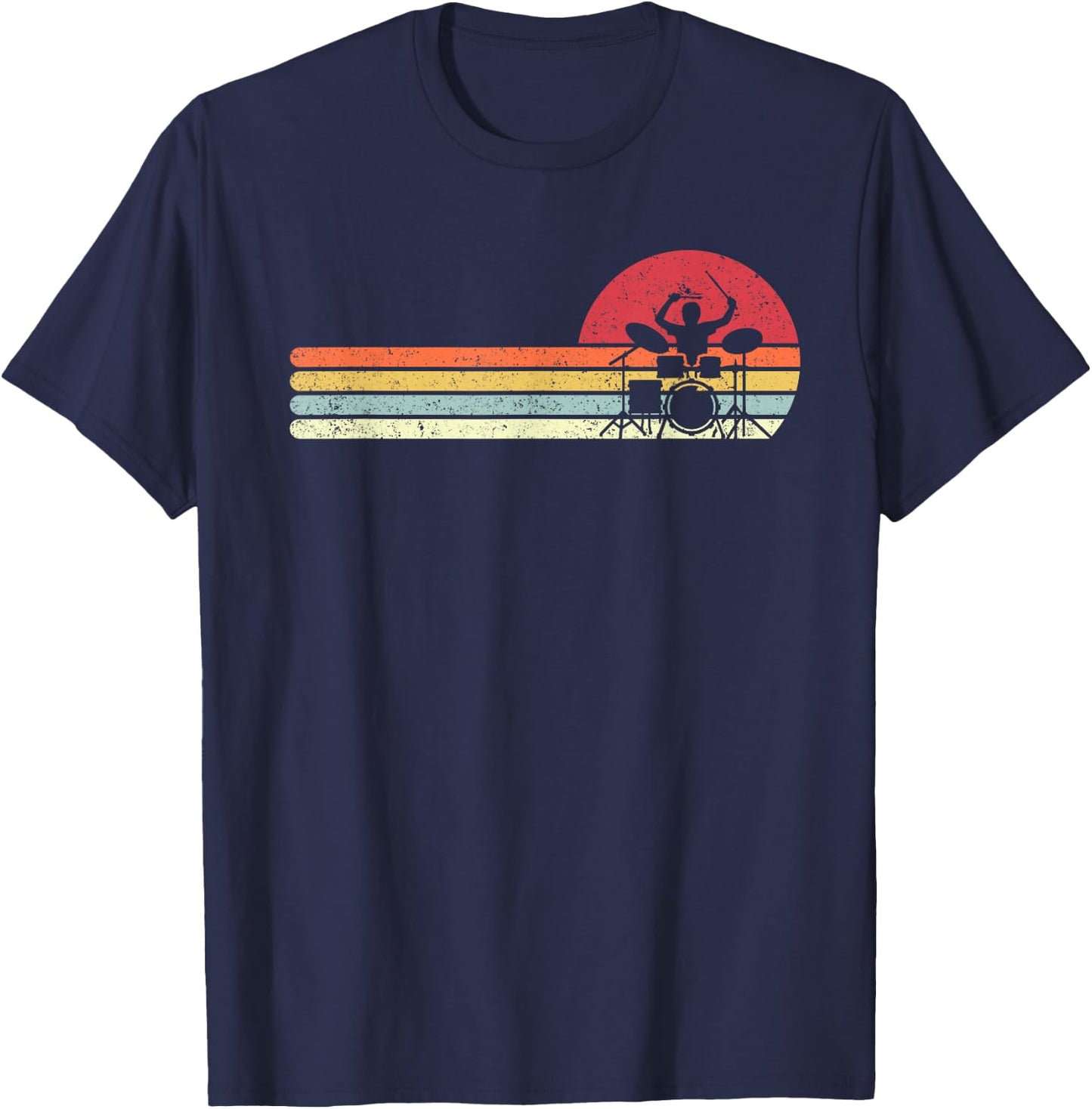 Drummer Shirt. Retro Style Drum Player T-Shirt - T-Shirt | Navy
