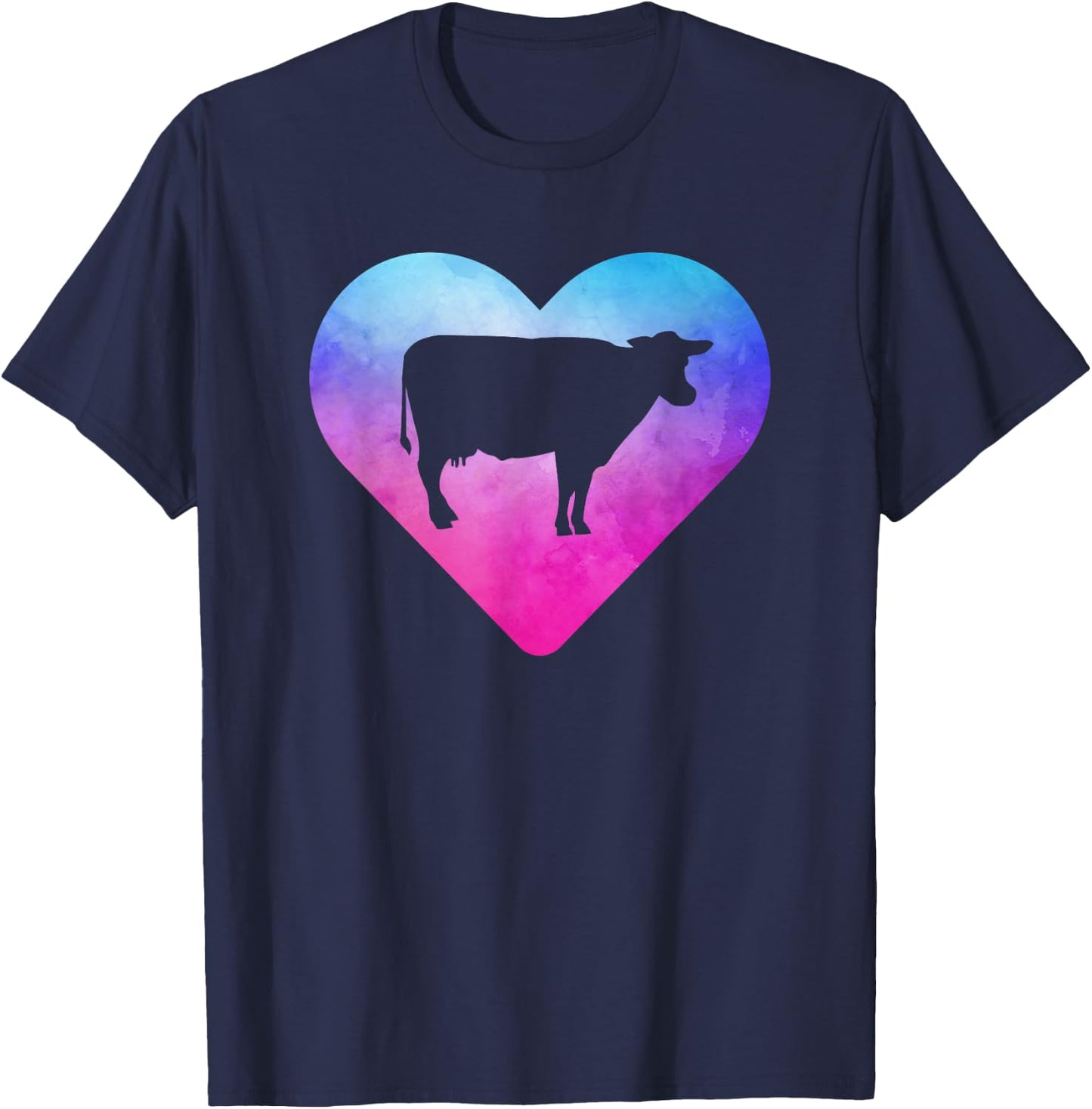Women or Girls Cow T-Shirt - T-Shirt | Navy