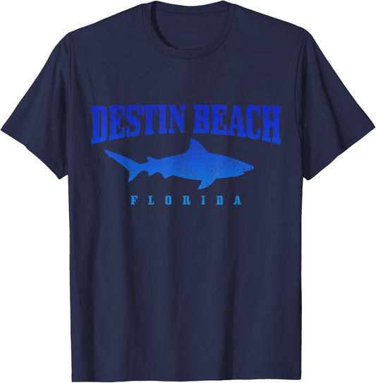Destin Beach Florida Shark Scuba Diving Vintage Women Kids T-Shirt - T-Shirt | Navy