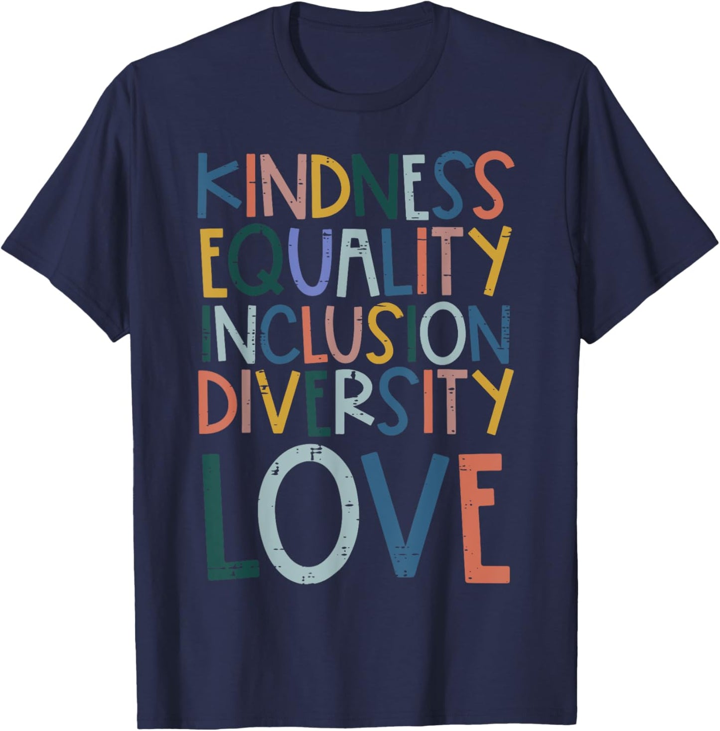 Teacher Kindness Equality Inclusion Love Sped Women Men T-Shirt - T-Shirt | Navy