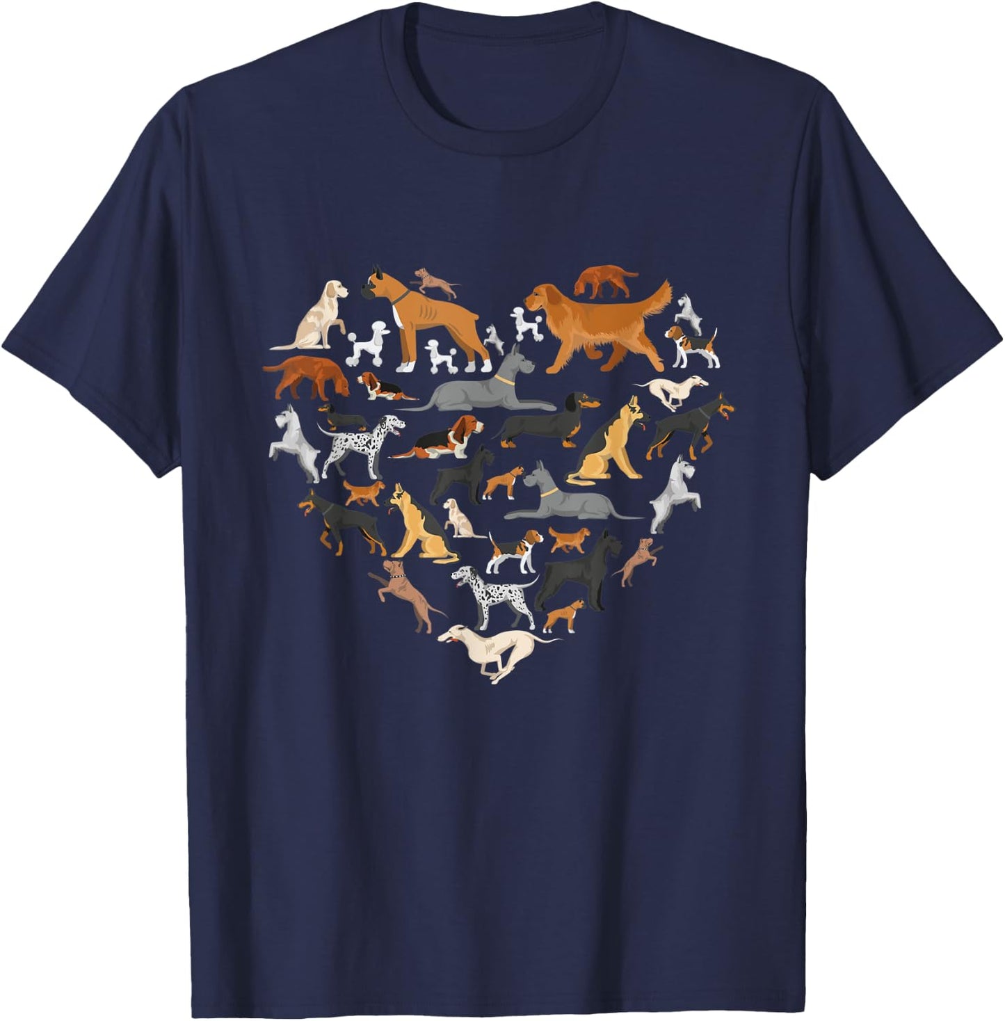 type of dogs lover heart Pet dog Parent Paw print men women T-Shirt - T-Shirt | Navy