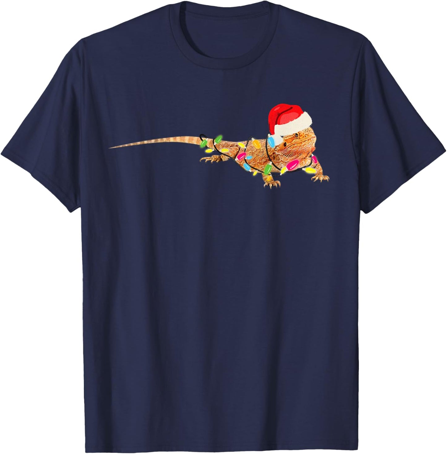 Christmas Funny Bearded Dragon For Mom Dad Kids T-Shirt - T-Shirt | Navy