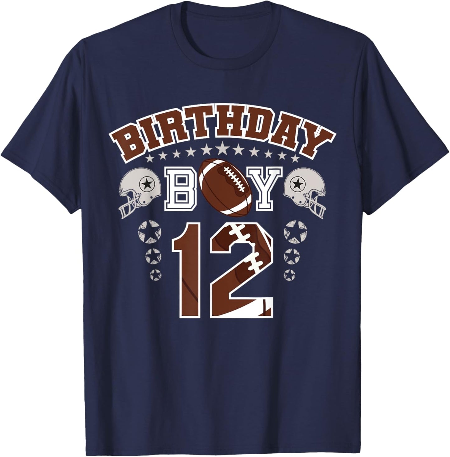 12th Birthday Boy Football Player 12 Year Old B-Day Matching T-Shirt - T-Shirt | Navy