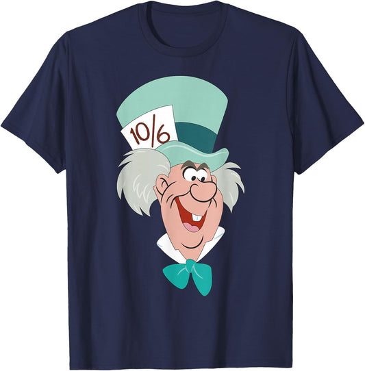 Disney Alice in Wonderland Mad Hatter Big Face T-Shirt - T-Shirt | Navy