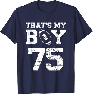 Das ist mein Junge Football Number 75 T-Shirt - T-Shirt | Navy