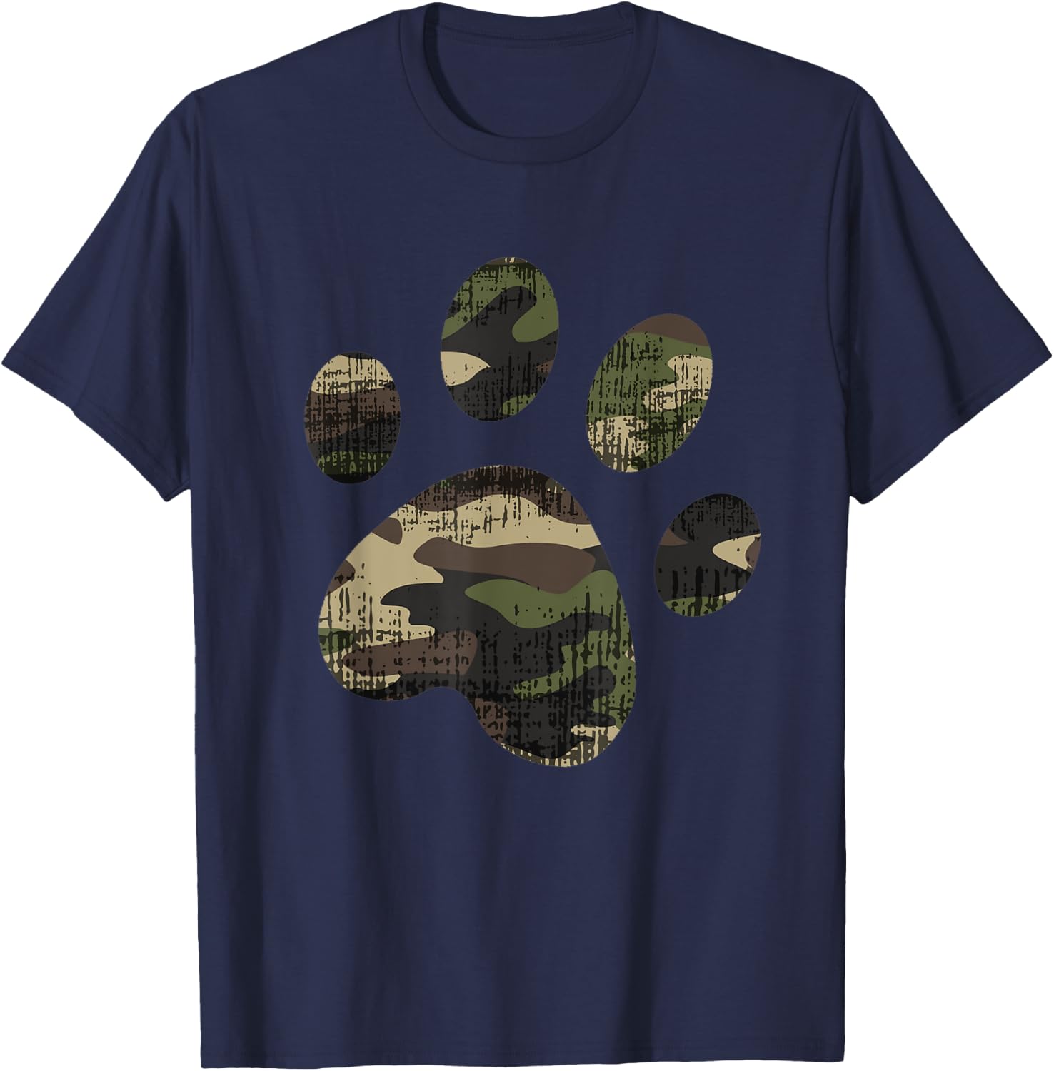 Camo Dog Paw Print funny Gift Pet Parents Men Women Kids T-Shirt - T-Shirt | Navy