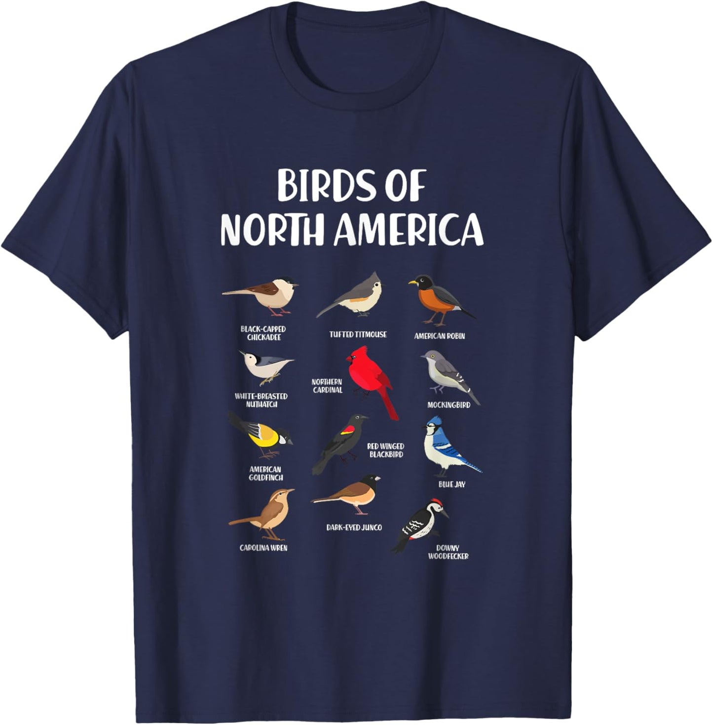 Birds Species North America USA Ornithologist Gift Bird T-Shirt - T-Shirt | Navy