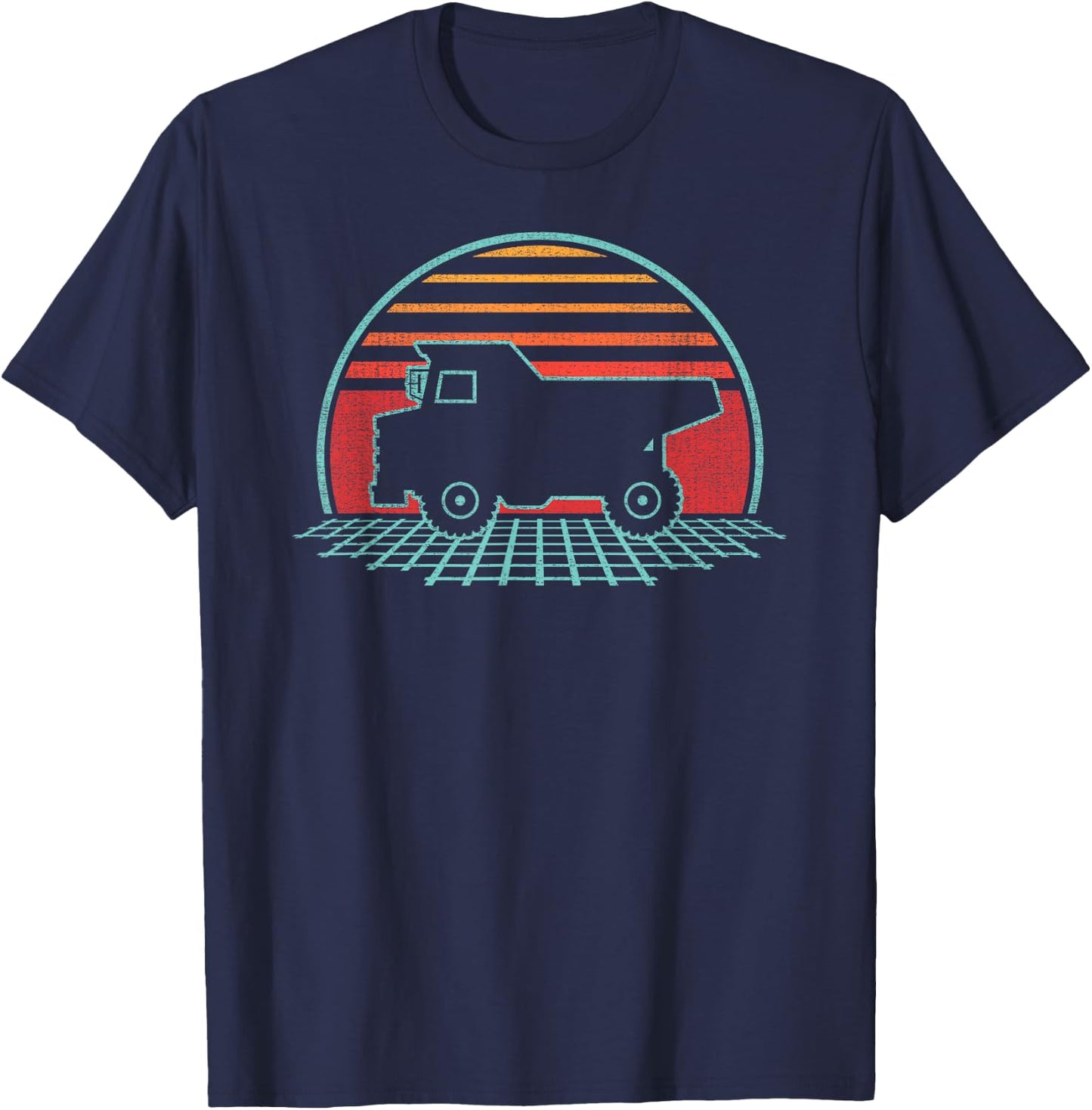 Dump Construction Truck Retro Vintage 80s Style Worker Gift T-Shirt - T-Shirt | Navy