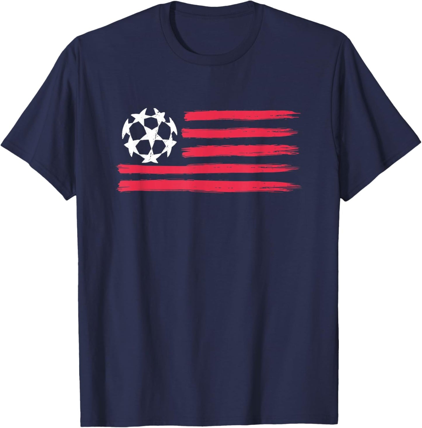 USA Flag Soccer Ball Cool Futbol Equipment Men Women T-Shirt - T-Shirt | Navy