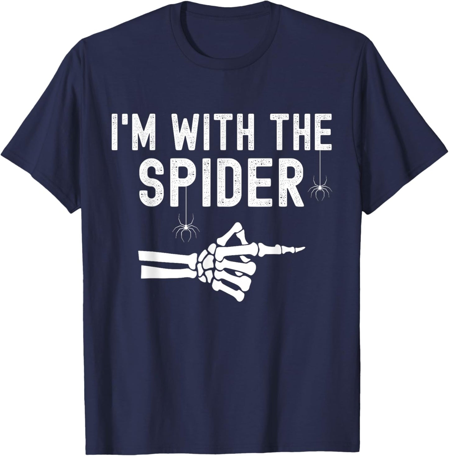 I'm With Spider Funny Skeleton Halloween Couples Matching T-Shirt - T-Shirt | Navy