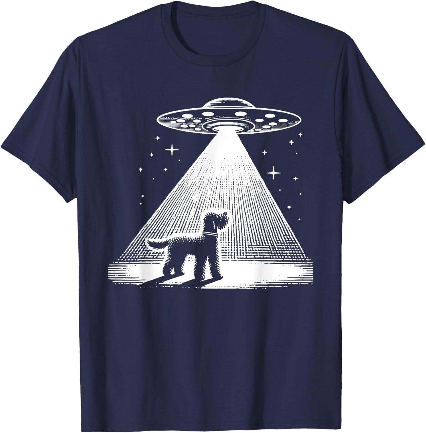 Whoodle Mom Dad Dog - Funny Alien UFO T-Shirt - T-Shirt | Navy