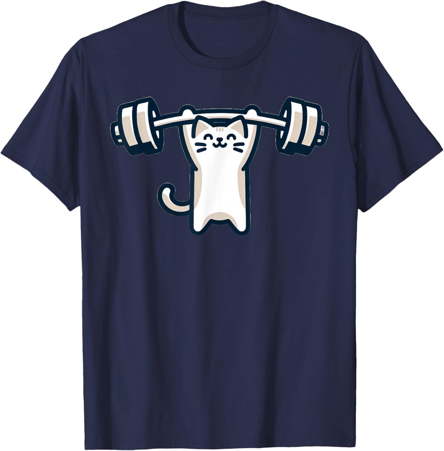 Cat Powerlifting Weightlifting Gym Workout T-Shirt - T-Shirt | Navy