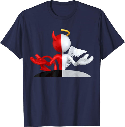 Angel and Devil Good and Evil Gift Angel Halo T-Shirt - T-Shirt | Navy