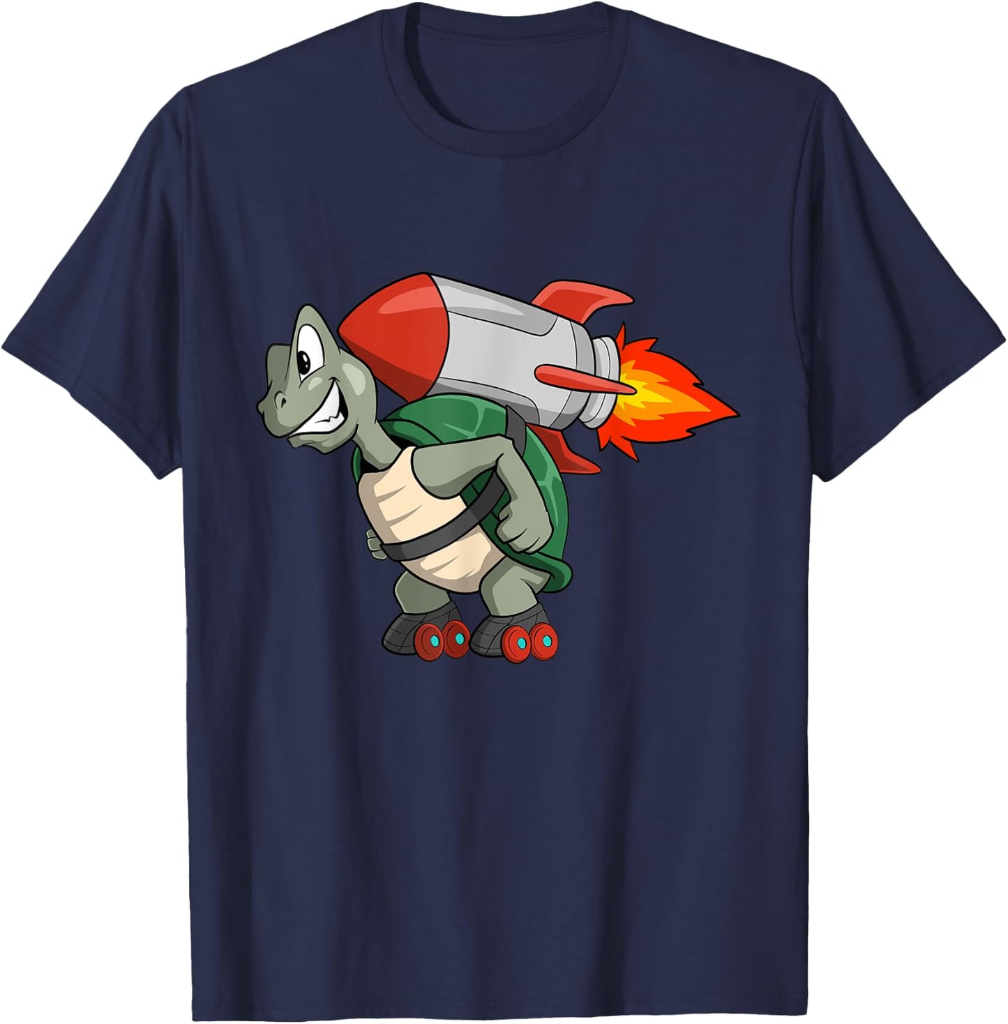 Cute turtle with roller skate and rocket pack T-Shirt - T-Shirt | Navy