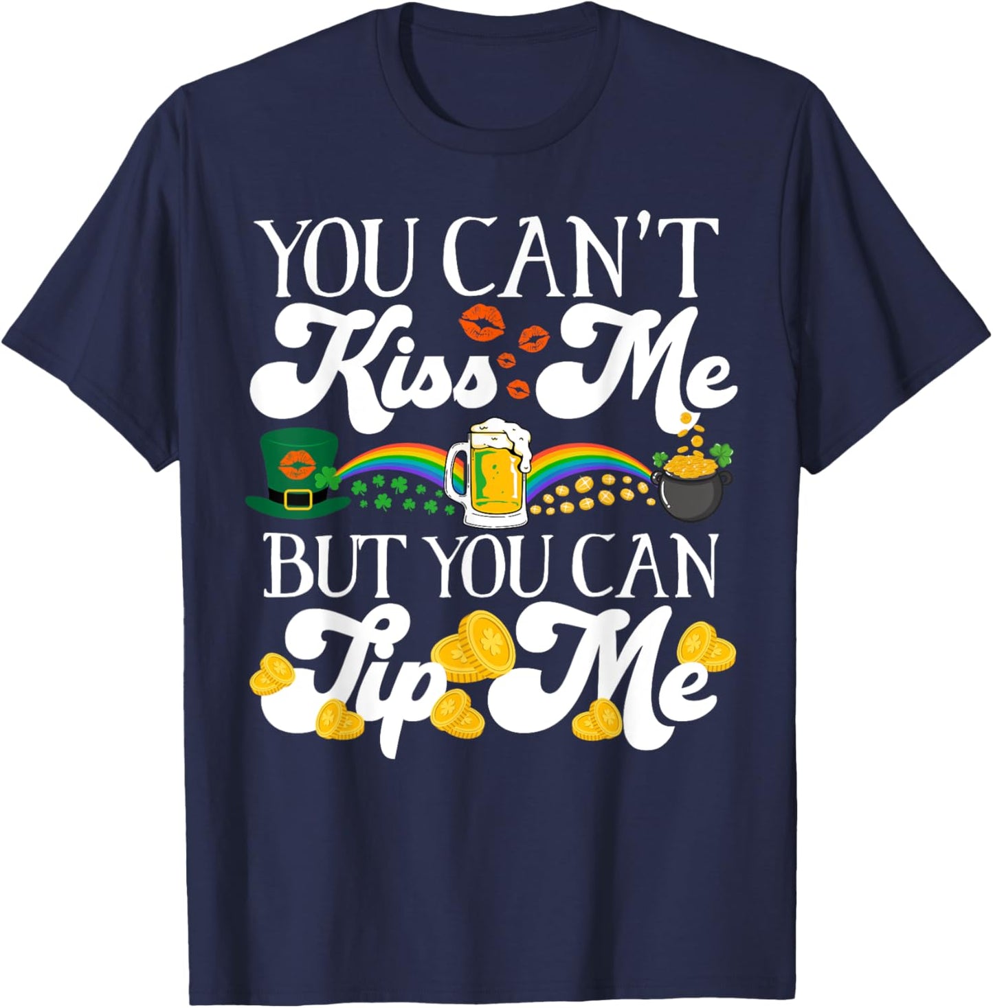 Funny Irish St Patrick's Day Waitress Bartender Shamrock T-Shirt - T-Shirt | Navy